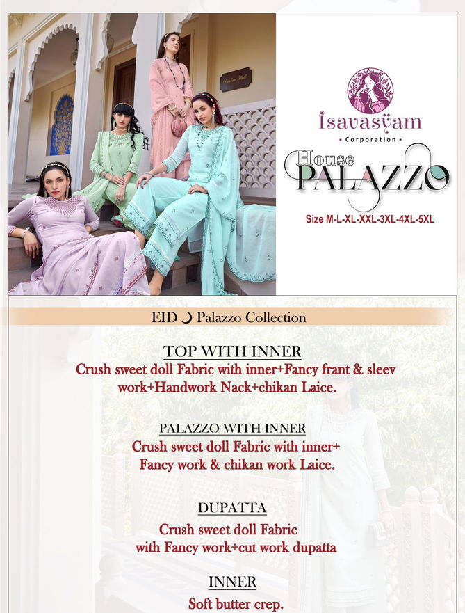 Palazzo House By Isavasyam Eid Readymade Suits Wholesale Market In Surat